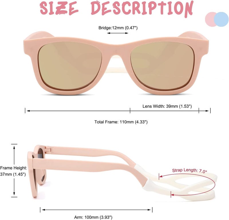 COASION Bendable Flexible Polarized Newborn Baby Sunglasses with Silicon Strap for Infant Boys Girls Age 0-12 Months CA9042 - Image 5